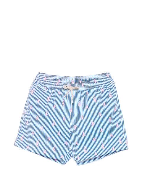 MC2 Saint Barth stripe-pattern monkey-motif swim shorts Blue LIG0016