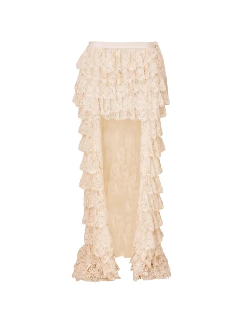 LoveShackFancy Camilia lace ruffled skirt Neutrals S10213179