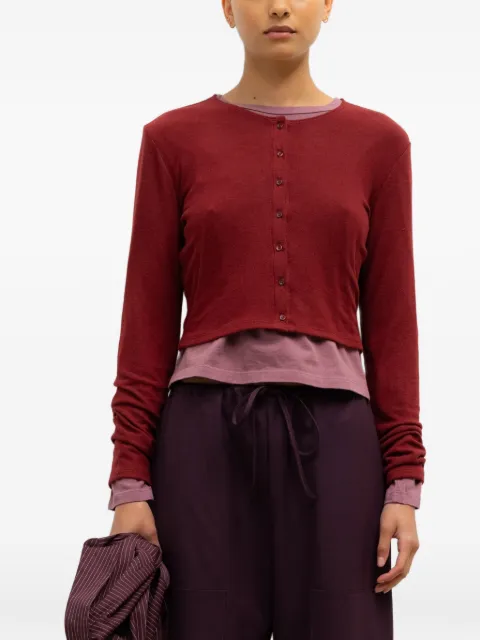 LESET Lauren buttoned long-sleeved cardigan Red LJ070ALAUREN