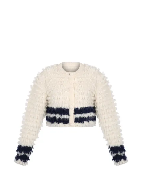 Carolina K Marjorie striped knitted jacket Neutrals 126A08