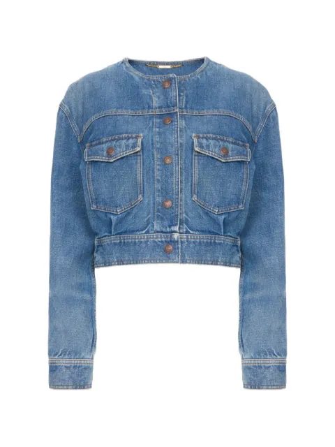 Chloé collarless patch-pocket denim jacket Blue CH26UDV1015340C