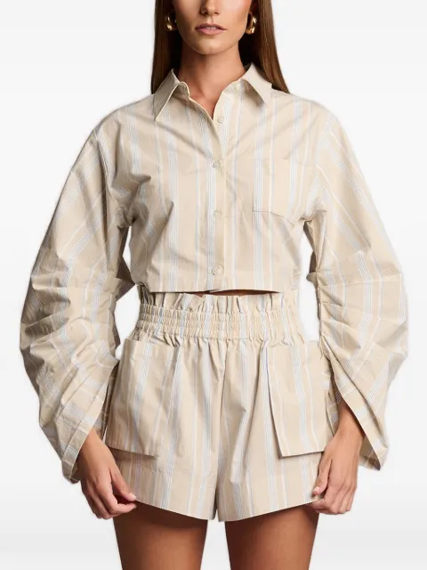 HEVRON striped cropped shirt Neutrals HSP26T074