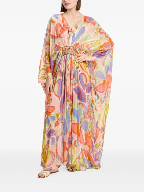 Miss June paisley-print embellished kaftan Pink NS40