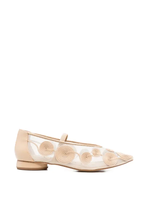 CAFèNOIR spiral-embroidered ballet flats Neutrals C1EG9012