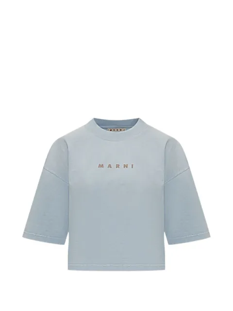Marni logo-embroidered T-shirt Blue THEJE0333GPUSCZ20