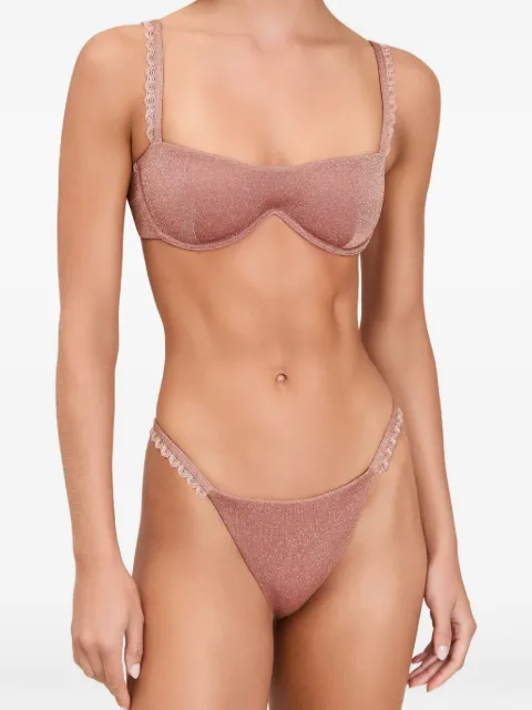 Devon Windsor Bonnie glitter-effect scalloped-trim bikini top Pink SP26622T