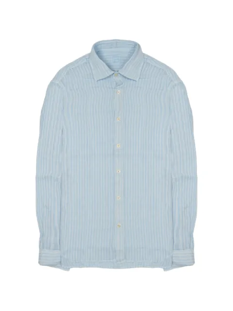 120% Lino vertical-stripe linen shirt Blue 33ALIM1PJL