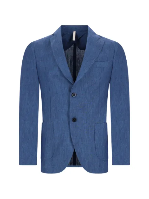 120% Lino single-breasted linen blazer Blue 33AL2M89BV000G147700098