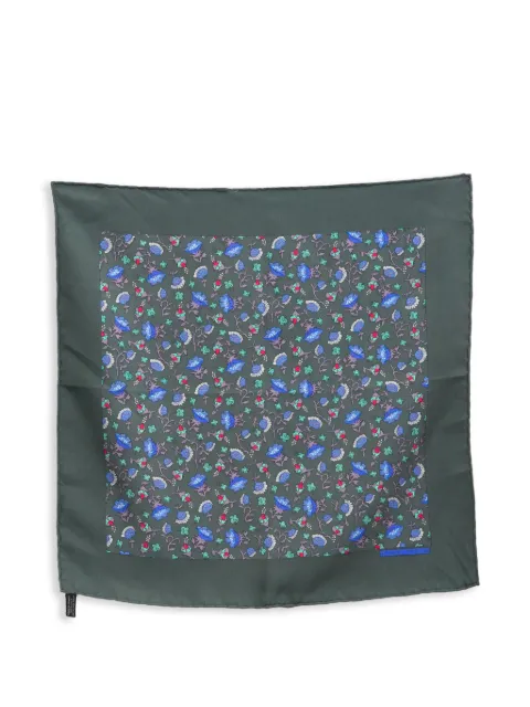 Hermès Pre-Owned 1990s Gavroche floral-print silk scarf Green 15016449