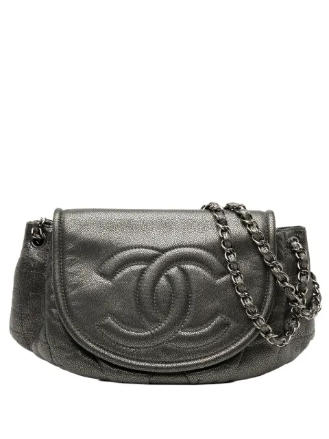 CHANEL Pre-Owned 2010-2011 Large Metallic Caviar Half Moon Flap shoulder bag Grey FW1YKIOXTDVNUNCI