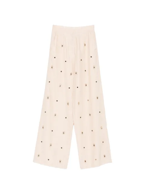Forte Forte crystal-embellished palazzo pants Neutrals 15080MYPANTS