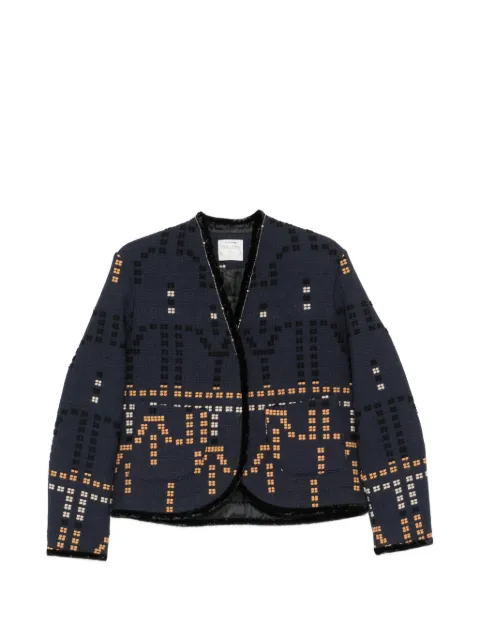 Forte Forte jacquard velvet-trim jacket Blue 15004MYCOAT