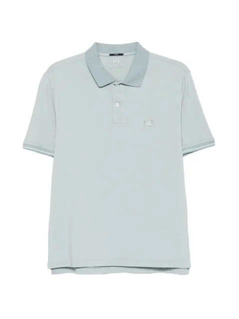 C.P. Company logo-patch tipped-cuff polo shirt Blue 20CMPL288A006263G809
