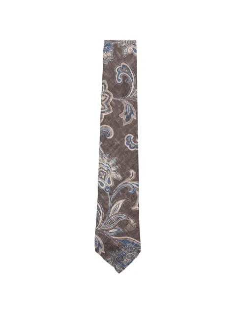 Dell'oglio Martin paisley-pattern slub tie Brown 563