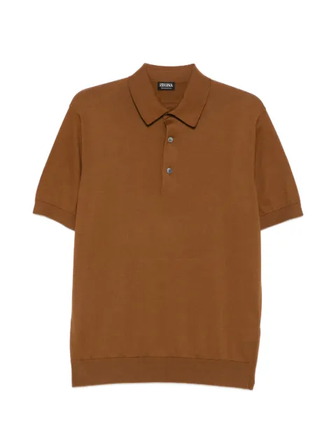 Zegna short-sleeve knitted polo shirt Brown C32N05