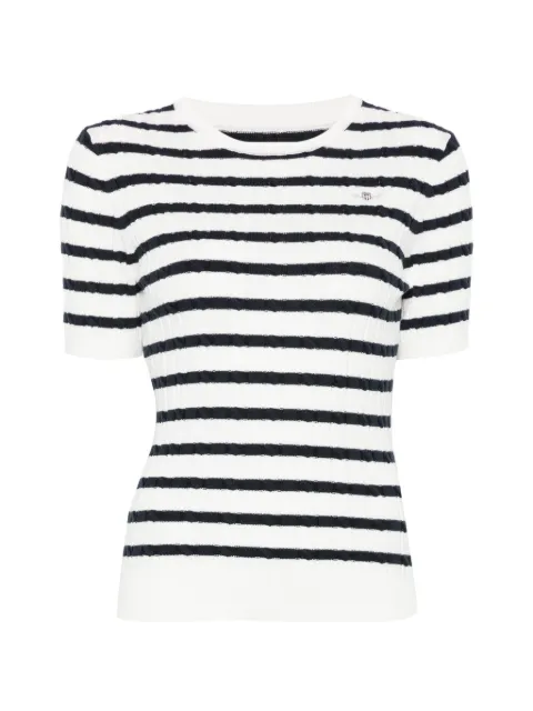 Gant horizontal-stripe cable-knit T-shirt White 4800109