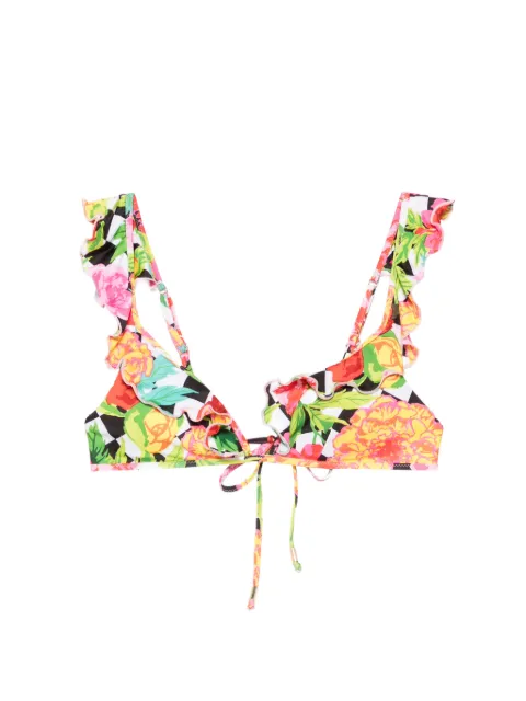 Moschino printed lycra triangle bikini top White A57299415