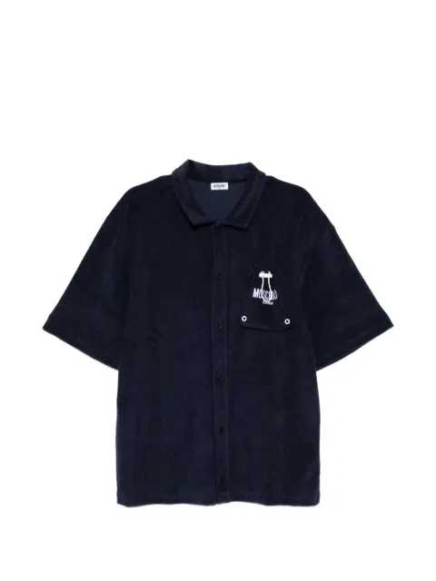Moschino terry-cloth logo-patch shirt Blue 261V3A020194260510