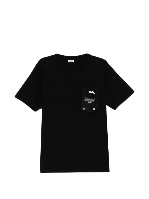 Moschino logo-print pocket T-shirt Black 261V3A070494250555