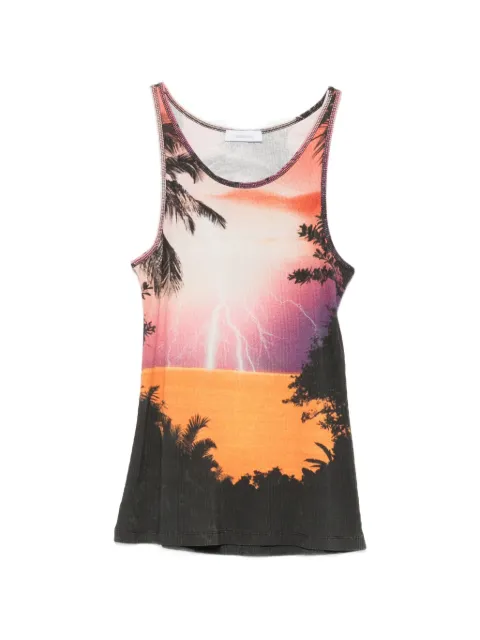 Rabanne graphic-print ribbed tank top Black 26EJTE036C00530