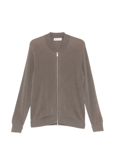 Brunello Cucinelli ribbed zip-fastening cardigan Brown M29400006CLL90