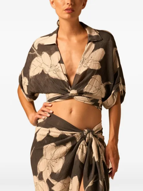 JBQ floral tie top Grey T104184