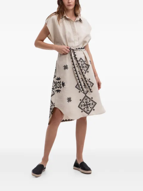 GREEK ARCHAIC KORI geometric print belted dress Neutrals S26K2143140