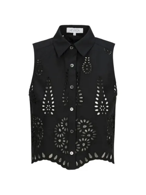HEVRON Katja openwork sleeveless top Black HSP26T105