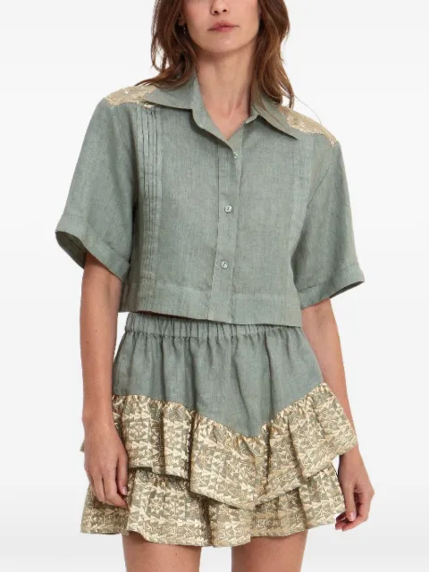 GREEK ARCHAIC KORI geometric-print-detail shirt Green S26K3102032