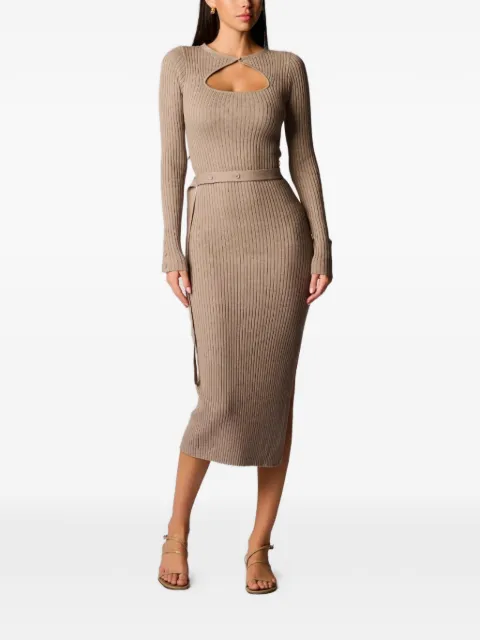 HEVRON Asher cutout ribbed dress Neutrals HRS26D23