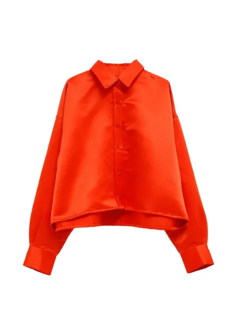 The Frankie Shop Arlen satin-finish cropped shirt Orange CHFS22063700
