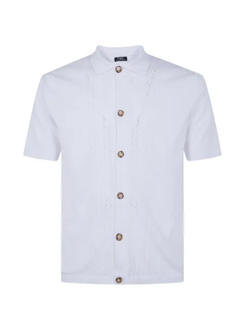 Barba pointelle-knit short-sleeve shirt White 6000918