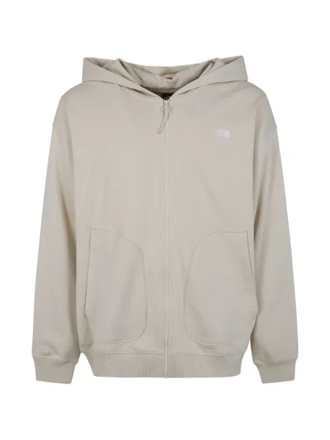 The North Face Essential logo-embroidered zip-up hoodie Neutrals NF0A8GQG