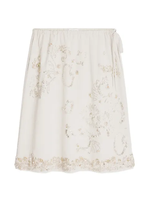 DRIES VAN NOTEN embroidered midi skirt Neutrals 2610108373309