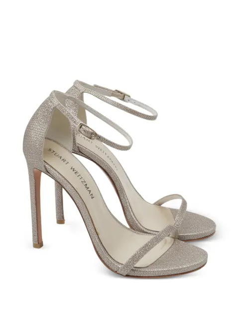 Stuart Weitzman fabric ankle strap open toe sandals Silver GILTPUUSSH719628W