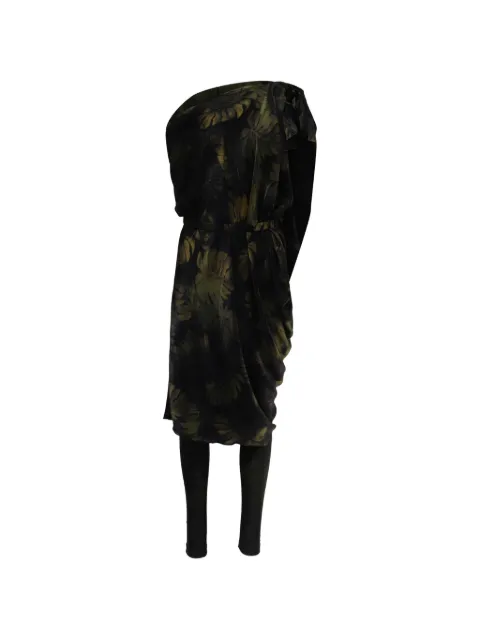 Lanvin Pre-Owned palm leaf print dress leggings set Black GILTPUUSCL719631W