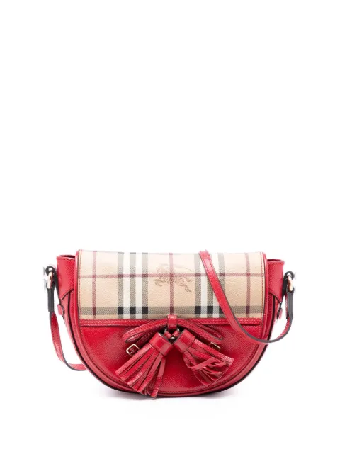 Burberry Pre-Owned 2000-2017 Patent Leather and Haymarket Check Coated Canvas Maydown crossbody bag Red Y1WT3YYXI86IW3LF