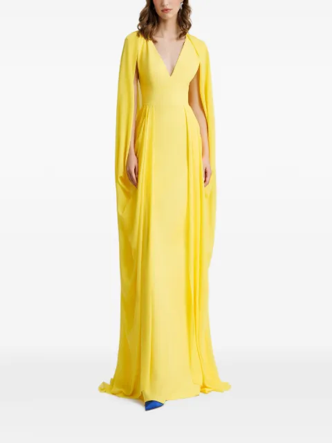 Gemy Maalouf cape-sleeve V-neck maxi dress Yellow EDSS241897LD