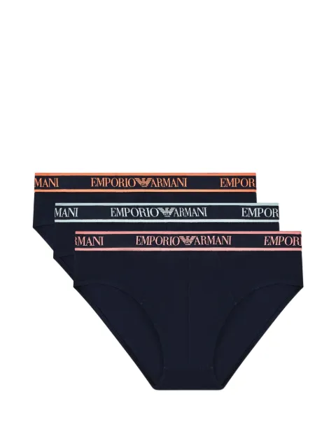 Emporio Armani logo-detail briefs set (set of three) Blue EM000258AF20669MB691