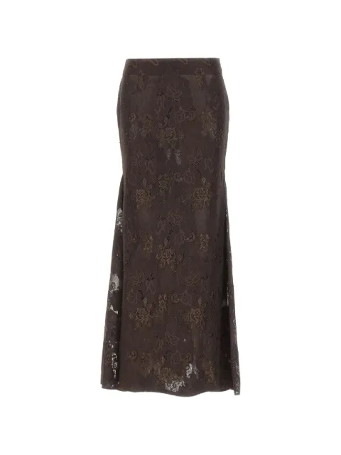 HERSKIND Pelé lace-overlay midi skirt Brown 5952279030