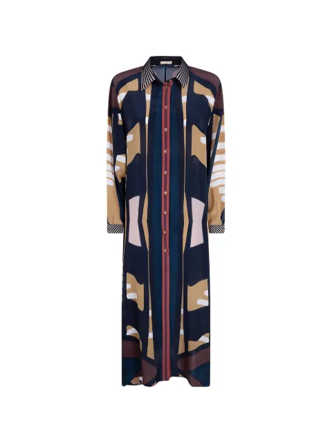 Volantis Riad abstract-print silk shirt dress Blue RIADP214