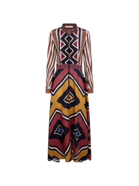 Volantis Leopard geometric-print silk jumpsuit Red LEOPARDP81DLP167