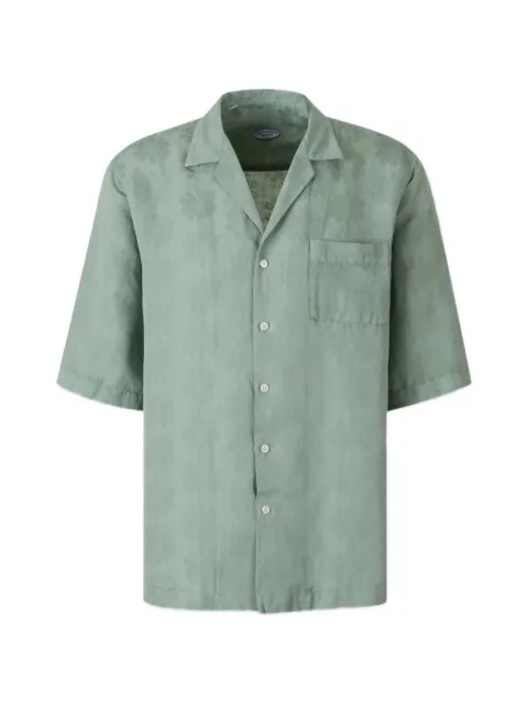 Vincenzo Di Ruggiero floral-jacquard short-sleeve shirt Green LINUS150PE429