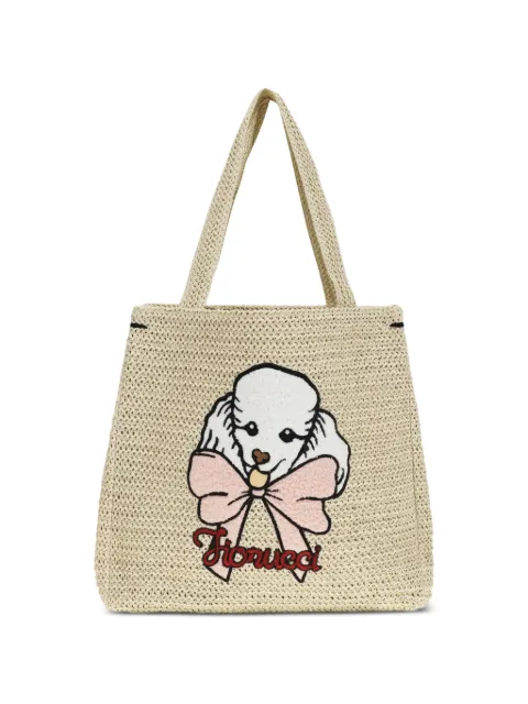 Fiorucci Poodle raffia tote bag Neutrals W26SSABA013PT03