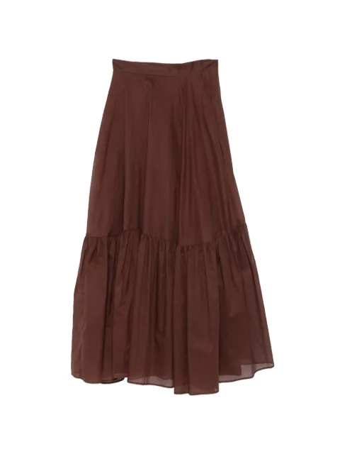 Plan C tiered maxi skirt Brown GOCAA07F01TC115