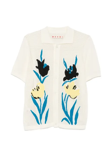 Marni floral-intarsia mesh cardigan Neutrals CDMD0452EQUFCE32