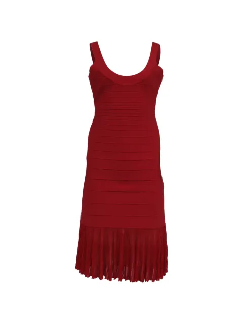Hervé Léger Pre-Owned pleated bandage midi dress Red GILTPUUSCL720831W
