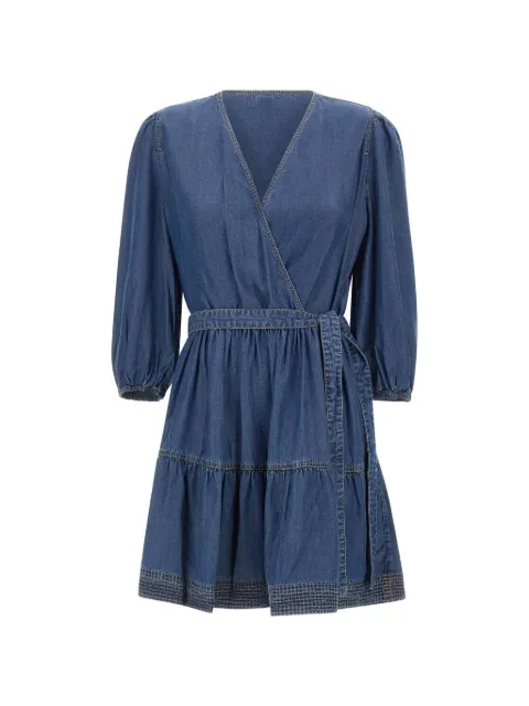 BOSS balloon-sleeve dress with wrap front Blue 50559071