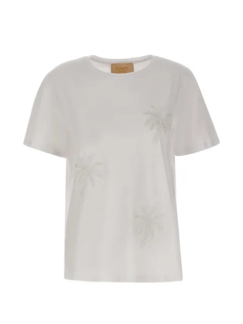 kaos sequin-embellished palm-tree T-shirt White SPJDK0011019