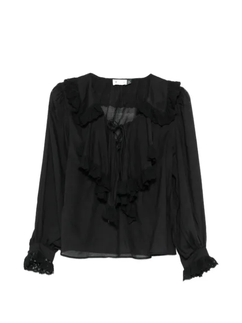 Rixo Milia ruffled lace-trim blouse Neutrals 0300604022606001